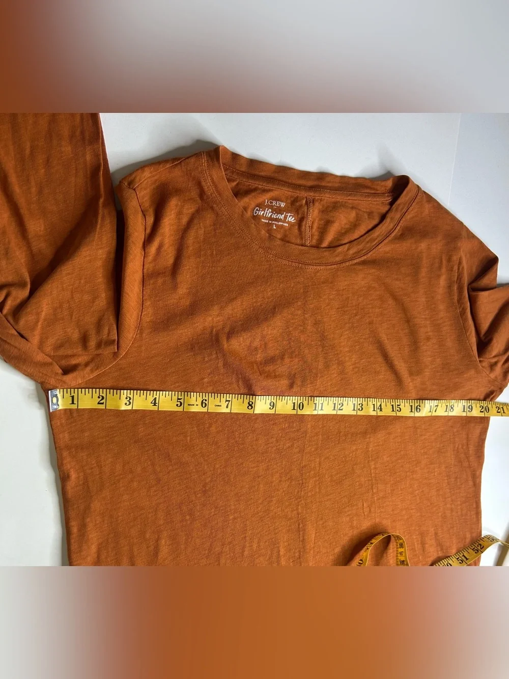 J. Crew Girlfriend Tee Long Sleeve Crewneck Top Autumncore Sz L Preppy Earthy